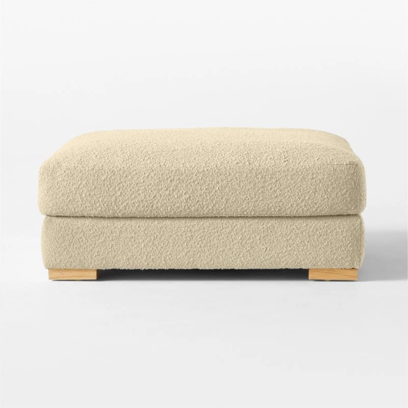 Piazza Camel Brown Boucle Ottoman With White Oak Legs - Image 2