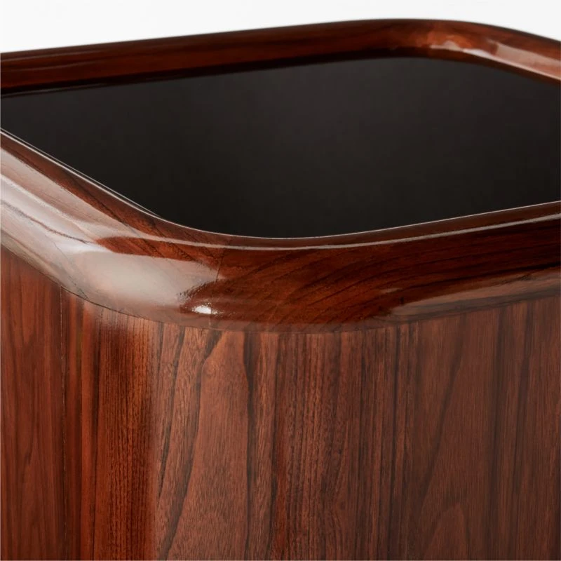 Plier High-Gloss Square Walnut Wood Side Table - Image 4