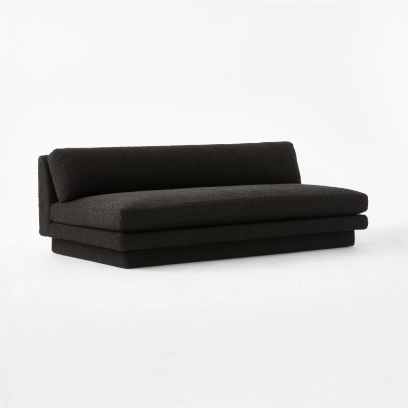 Plinth Armless Black Boucle Sofa - Image 3