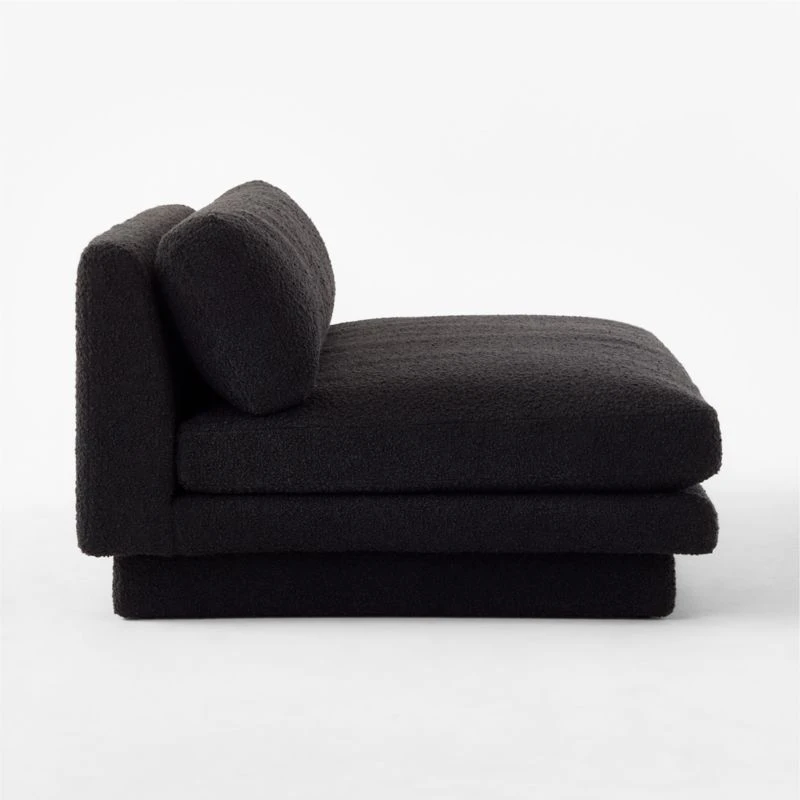 Plinth Armless Black Boucle Sofa - Image 4