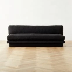 Plinth Armless Black Boucle Sofa