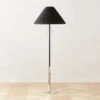 Pogo Polished Nickel And Black Cane Floor Lamp