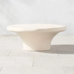 Pompeo Round Ivory Cast Resin Outdoor Coffee Table Small