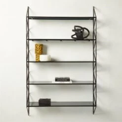 Ponte Black Metal Wall Mount Bookshelf Tall