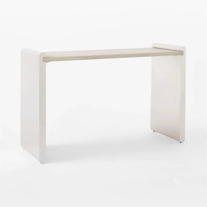 Raggio Stainless Steel Desk With White Wood Top - Image 4