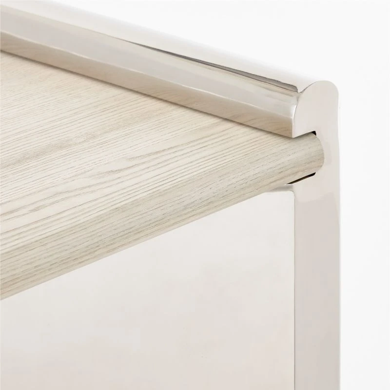 Raggio Stainless Steel Desk With White Wood Top - Image 6