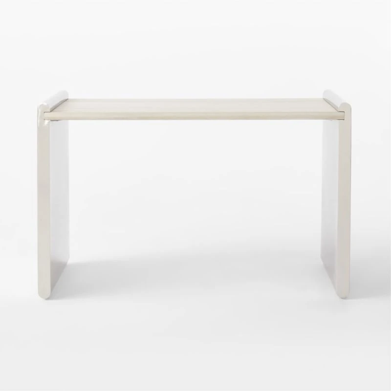 Raggio Stainless Steel Desk With White Wood Top - Image 3