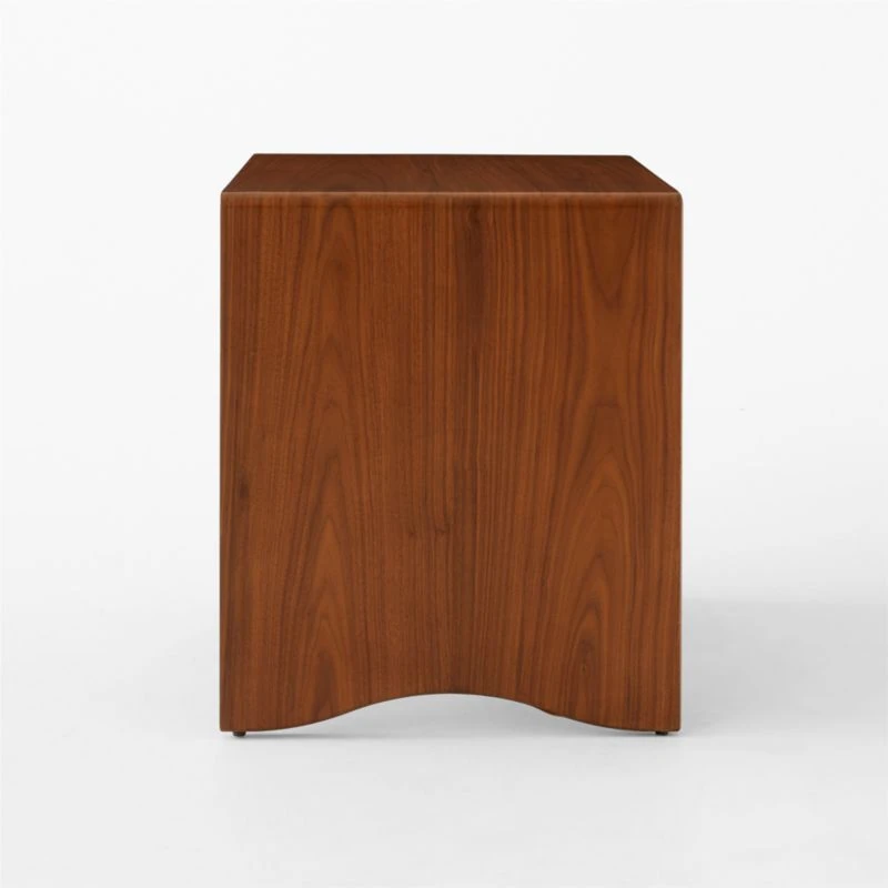 Ralston 2-Drawer Black Leather And Walnut Wood Nightstand - Image 6