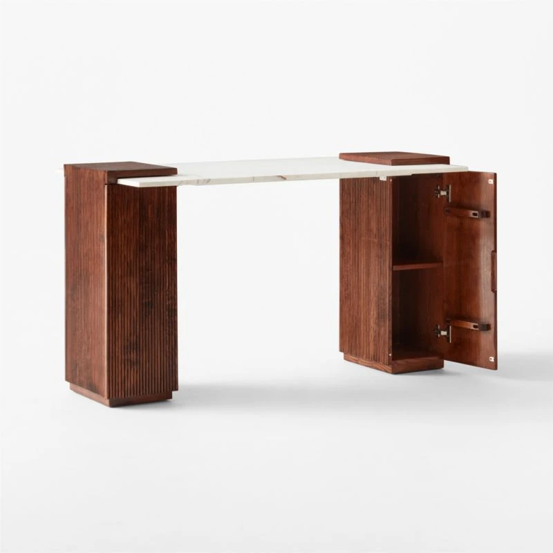 Reach White Marble-Top Desk - Image 4