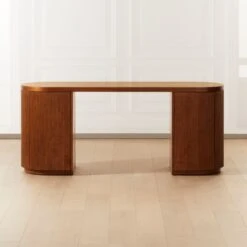 Reid Oval Brown Wood Storage Desk