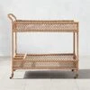 Remo Travertine And Rattan Outdoor Bar Cart