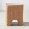 Remo Travertine And Rattan Outdoor Side Table