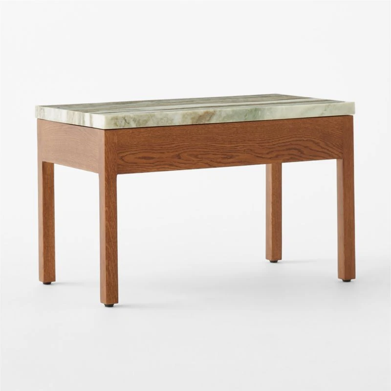 Ryne Oak Wood Nightstand With Marble Top - Image 6