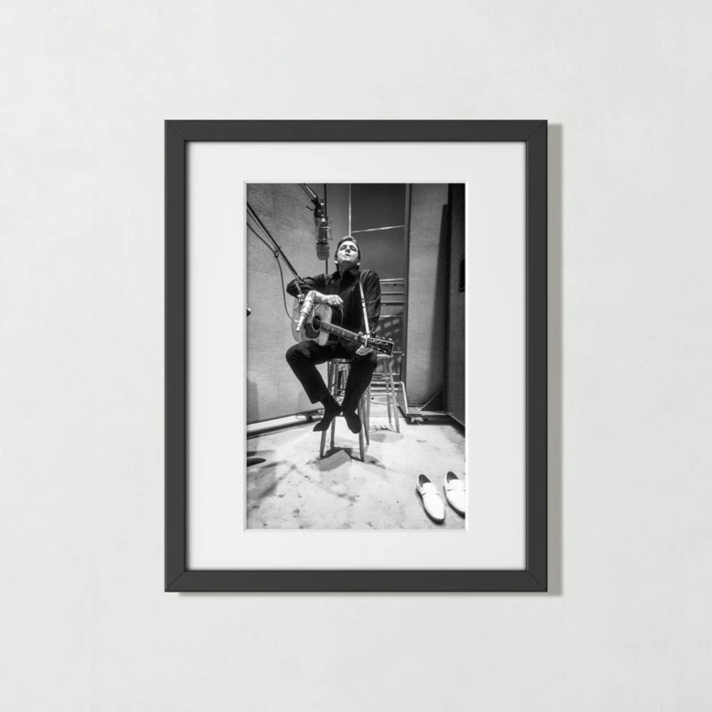 'Johnny Cash In The Studio' Photographic Print In Black Frame 21.5"x17.5"
