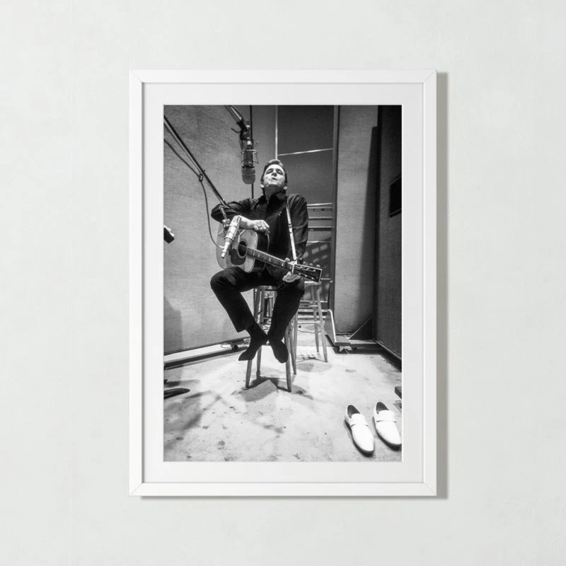 'Johnny Cash In The Studio' Photographic Print In Black Frame 21.5"x17.5" - Image 2