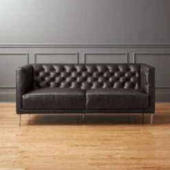 Savile Leather Tufted Apartment Sofa