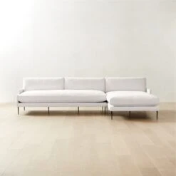 Scalino 2-Piece L-Shaped White Performance Velvet Sectional Sofa With Right Arm Chaise