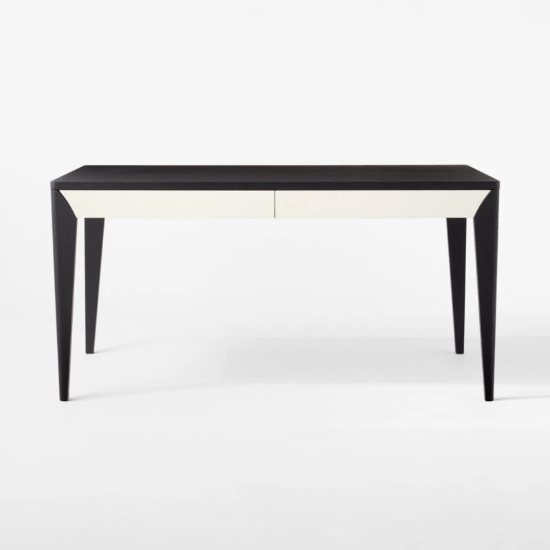 Scuro 2-Drawer Black Oak Wood Desk - Image 3