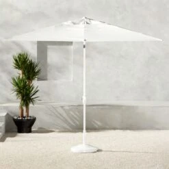 Shadow Rectangular White Outdoor Patio Umbrella With Base