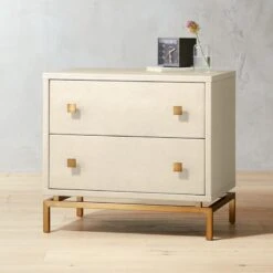 2-Drawer Ivory Shagreen Nightstand