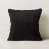 Shorn Black Sheepskin Fur Throw Pillow With Down-Alternative Insert 18''