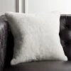 Shorn White Sheepskin Fur Throw Pillow With Down-Alternative Insert 18"