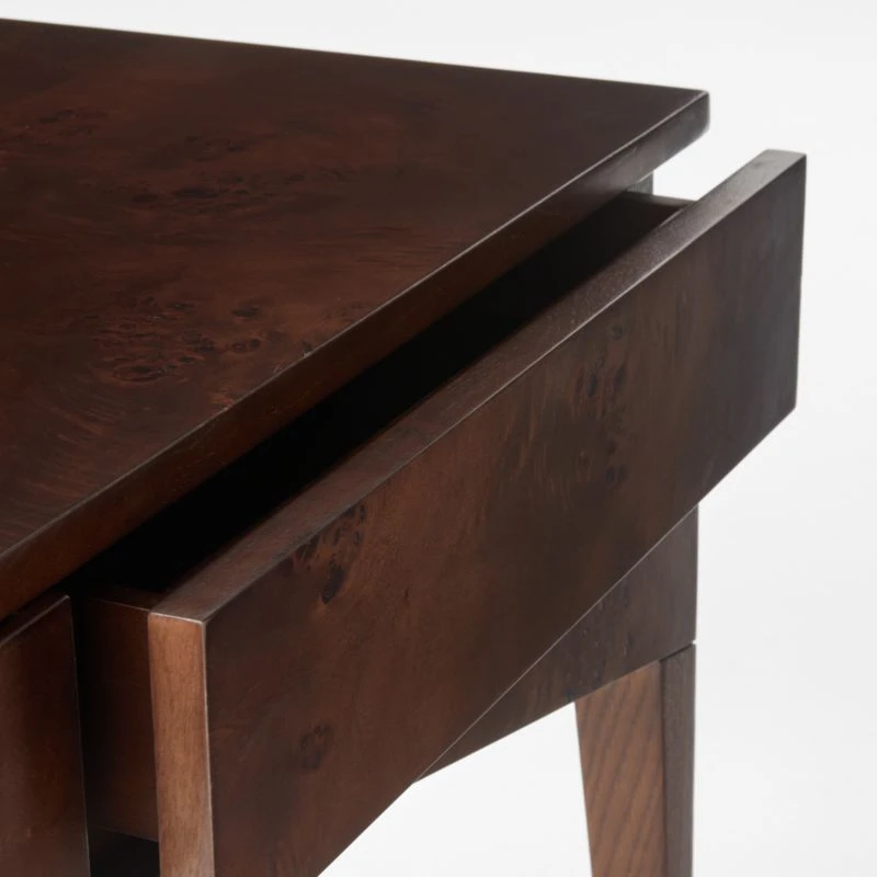 Spillo 2-Drawer Brown Burl Wood Desk - Image 6