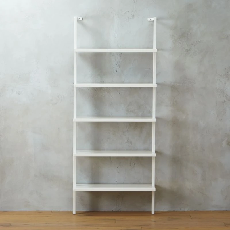 Stairway White Metal Wall Mount Bookshelf 72.5''