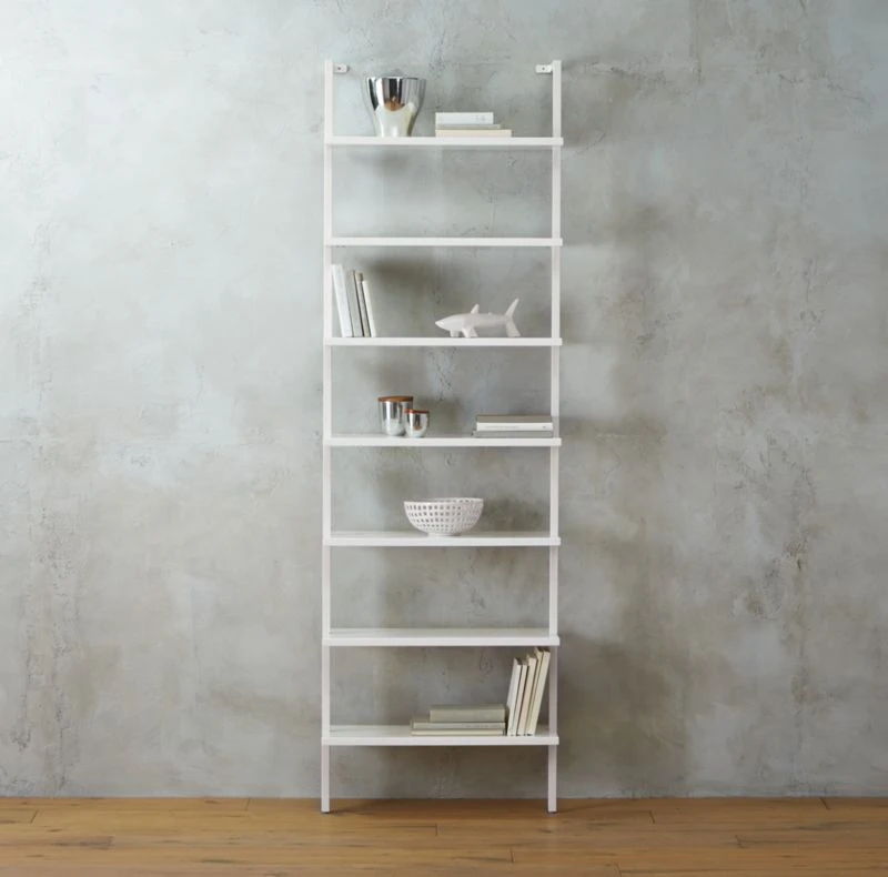 Stairway White Wall-Mounted Bookcase - 96" Height - Image 2