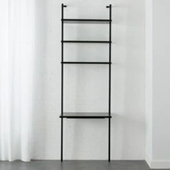 Stairway Black Wall Mount Desk With Shelves 96''