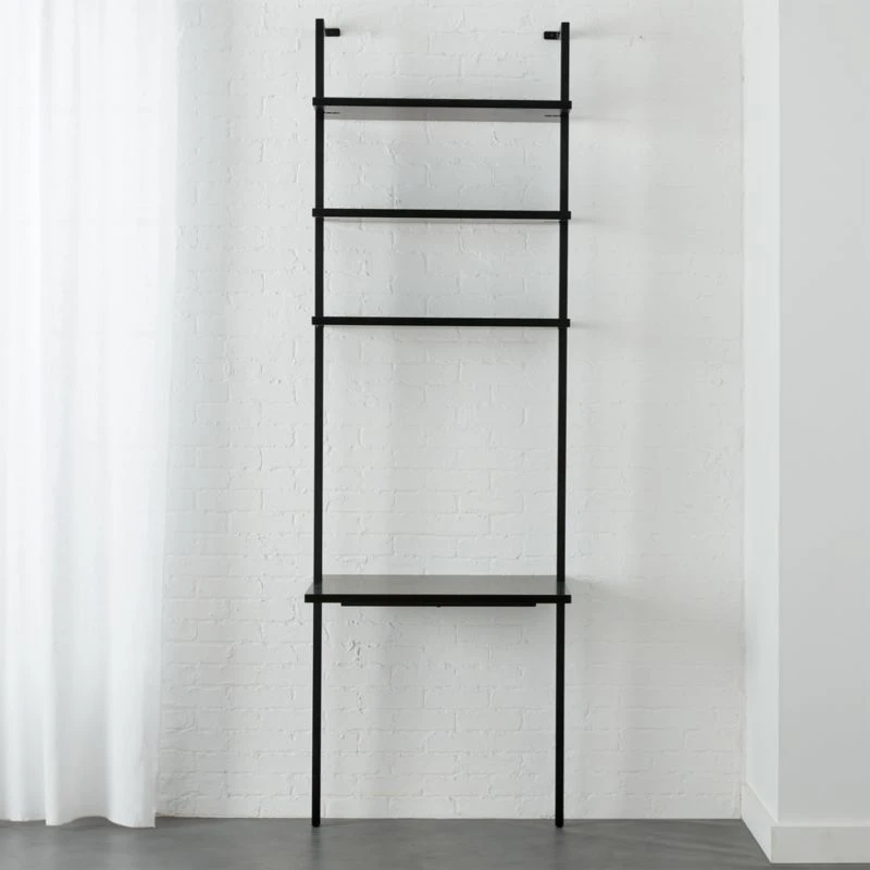 Stairway Black Wall Mount Desk With Shelves 96''