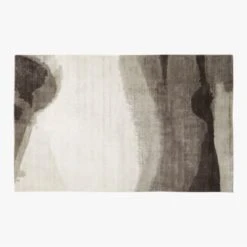 Sundown Handloomed Charcoal And Ivory Viscose Area Rug 5'x8'