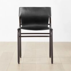 Surf Sling Black Leather Dining Chair