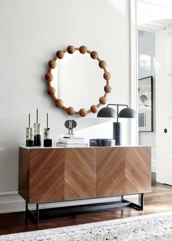 Suspend Marble And Brown Walnut Wood Media Console - Image 2
