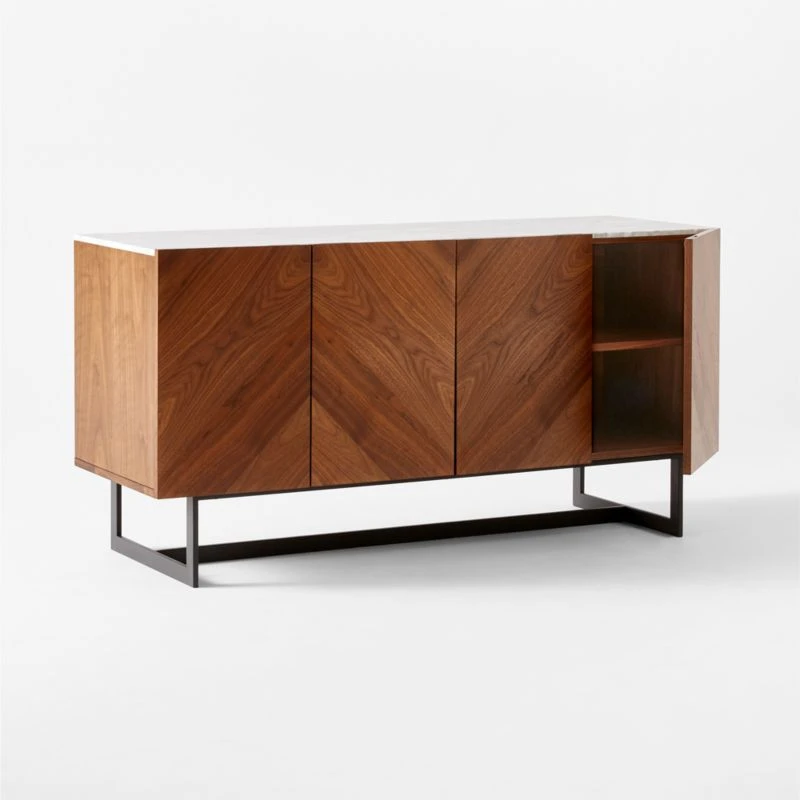 Suspend Marble And Brown Walnut Wood Media Console - Image 7
