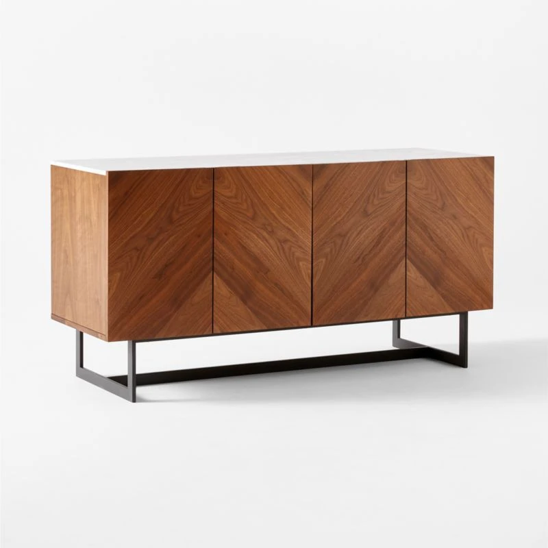 Suspend Marble And Brown Walnut Wood Media Console - Image 6