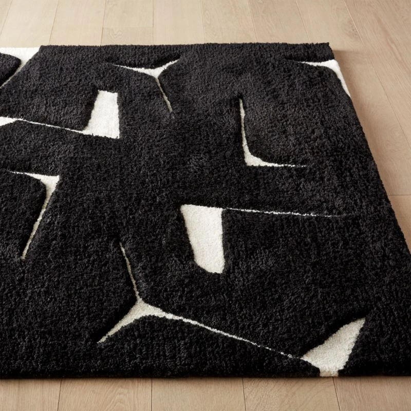 Sway Black And White Tufted Area Rug 5'x8' - Image 2