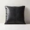 Tack Black Leather Throw Pillow With Down-Alternative Insert 18"