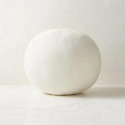 Terre Ivory White Velvet Sphere Throw Pillow