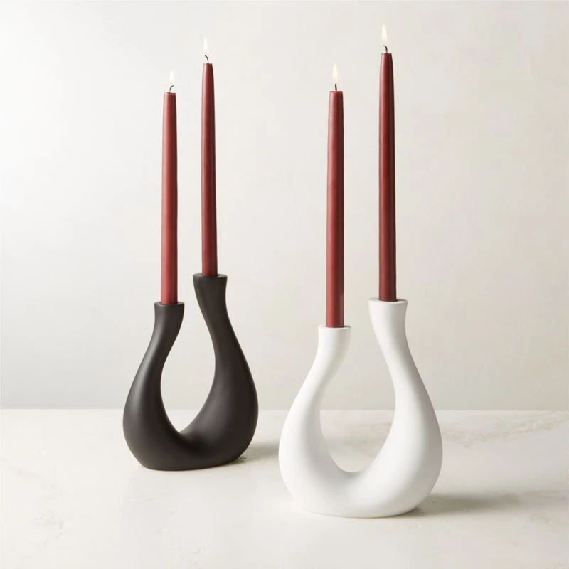 Uri Matte Black Cement Taper Candle Holder - Image 5