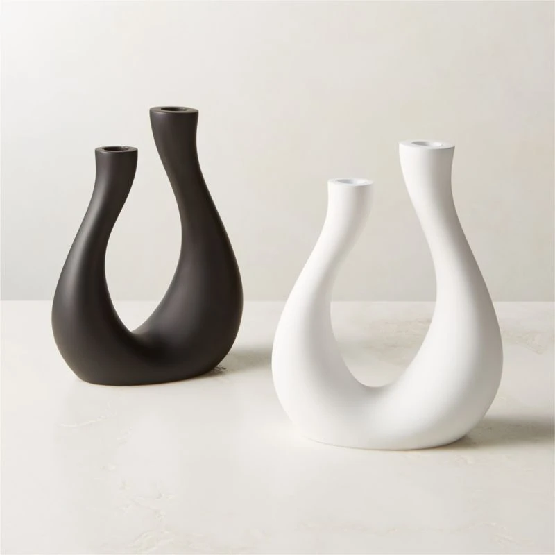 Uri Matte Black Cement Taper Candle Holder - Image 4