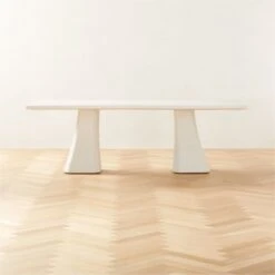 Via Rectangular White Plaster Dining Table