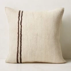 Vintage Striped Hemp Throw Pillow With Down-Alternative Insert 23''