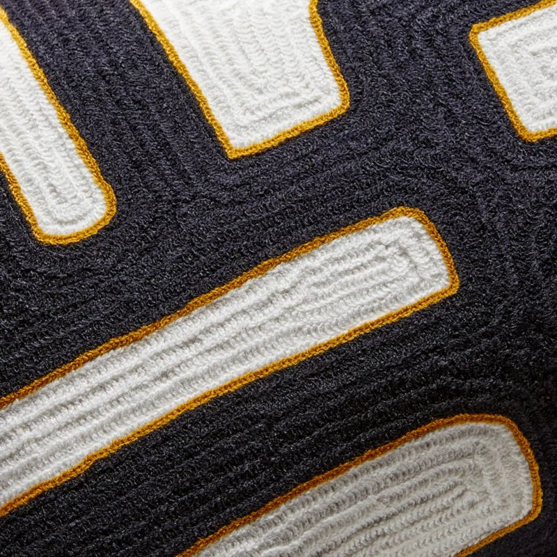 Vitali Embroidered Black And White Throw Pillow With Down-Alternative Insert 23''x11'' - Image 3