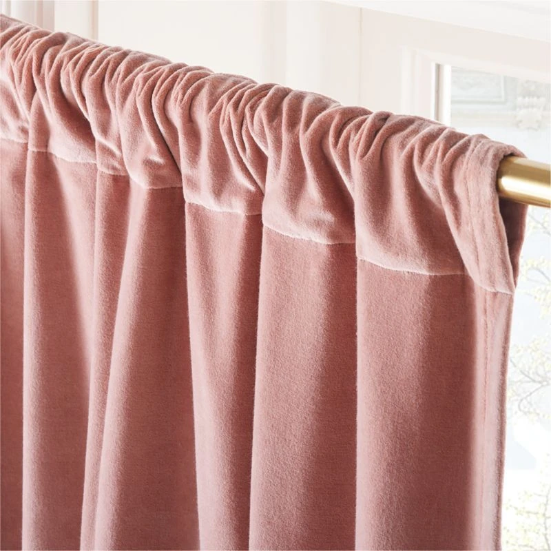 Orchid Mauve Organic Cotton Velvet Window Curtain Panel 48"x84'' - Image 3
