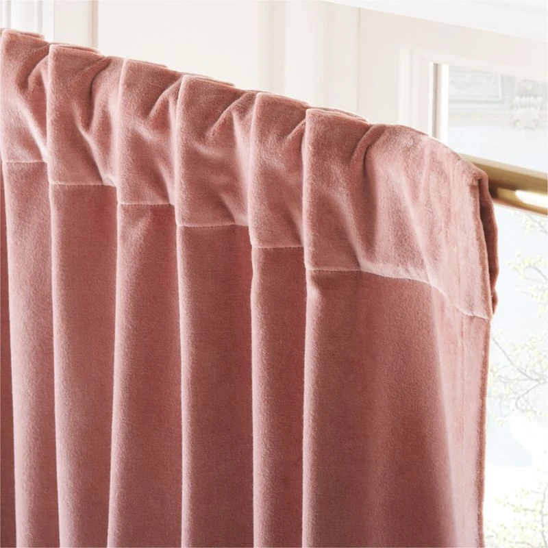 Orchid Mauve Organic Cotton Velvet Window Curtain Panel 48"x84'' - Image 4