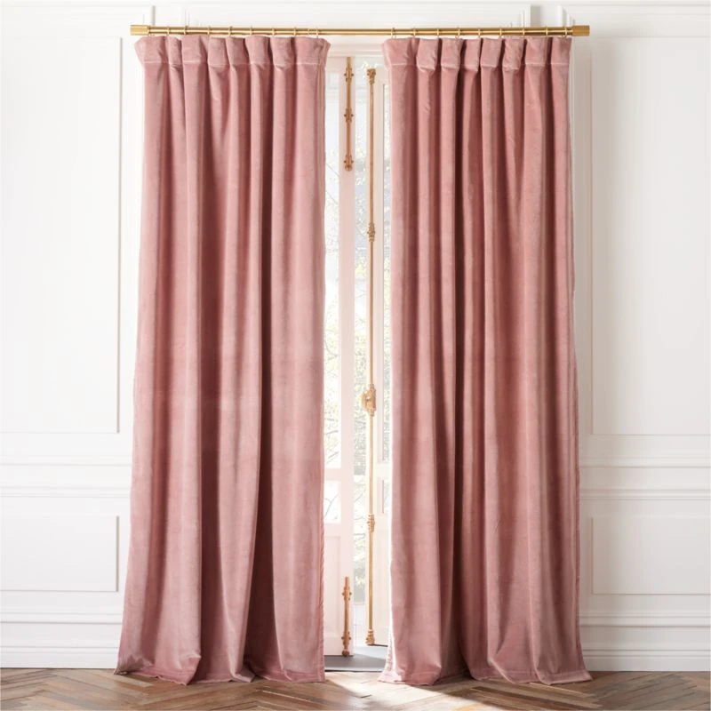 Orchid Mauve Organic Cotton Velvet Window Curtain Panel 48"x84''