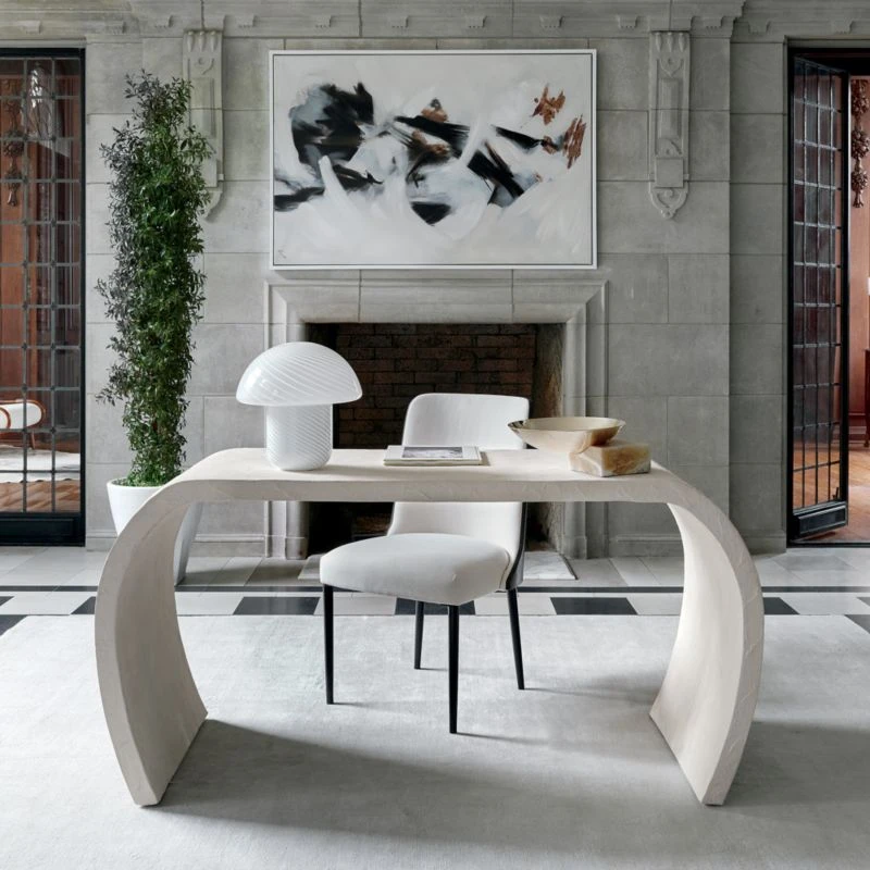 Wynn Ivory Concrete Waterfall Desk - Image 8