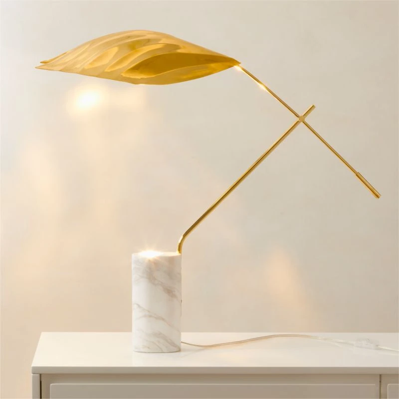 Zel Marble Table Lamp With Brass Shade - Image 2