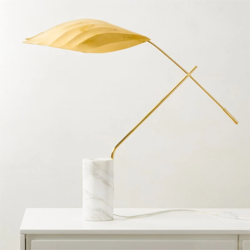 Zel Marble Table Lamp With Brass Shade